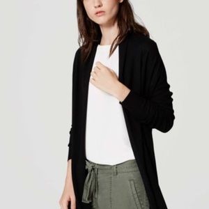 Ribbed Sleeve Open Cardigan